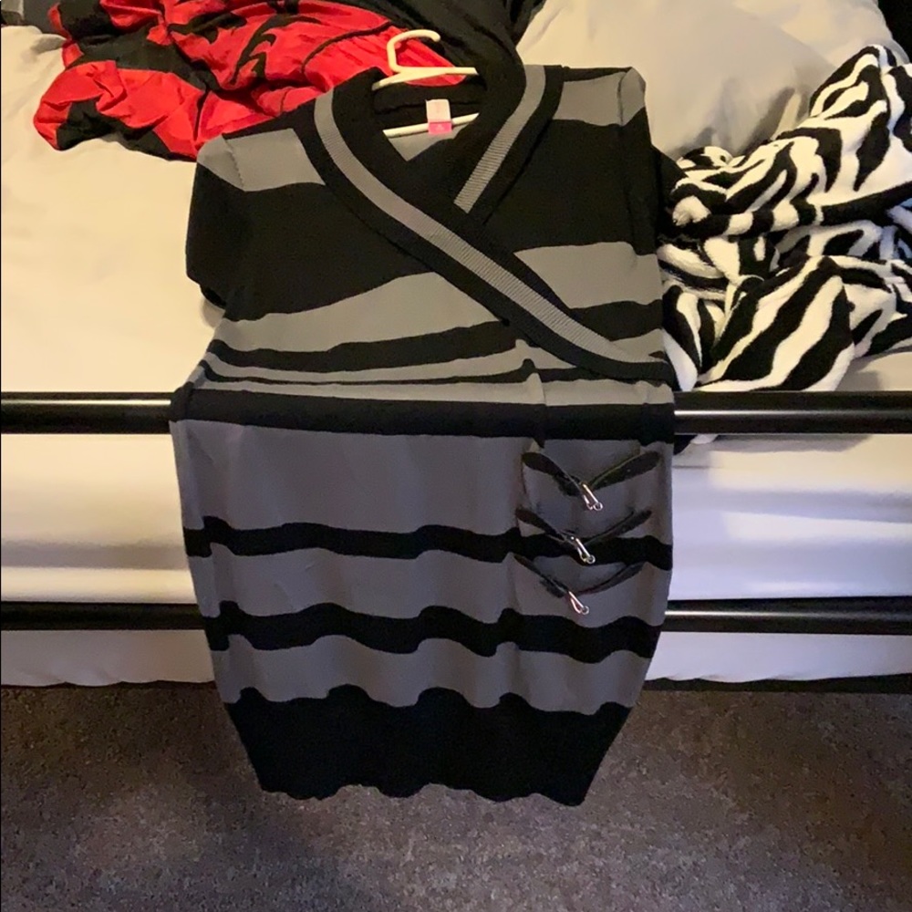 Black and grey sweater dress